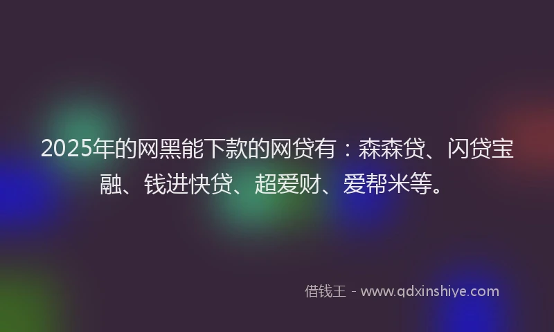 2025年的网黑能下款的网贷有：森森贷、闪贷宝融、钱进快贷、超爱财、爱帮米等。