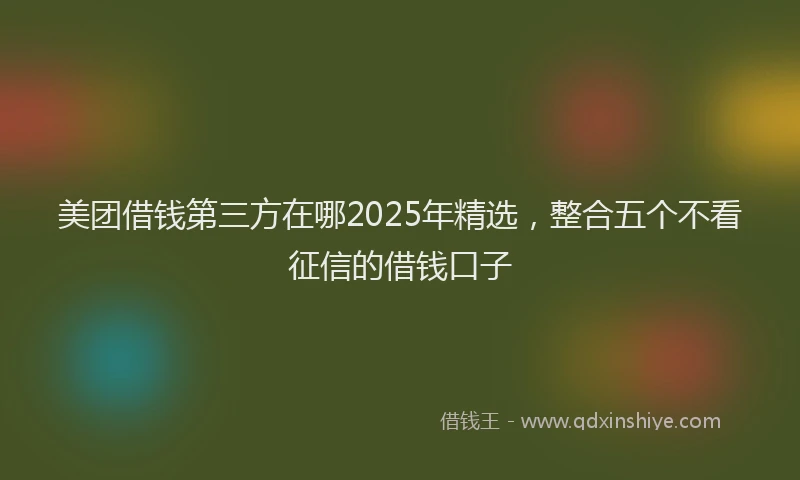 美团借钱第三方在哪2025年精选，整合五个不看征信的借钱口子