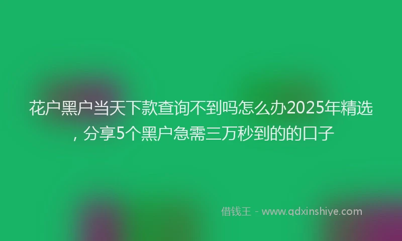 花户黑户当天下款查询不到吗怎么办2025年精选，分享5个黑户急需三万秒到的的口子