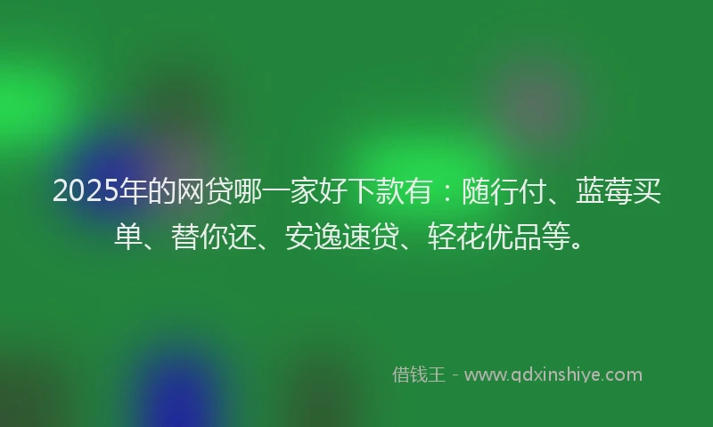 2025年的网贷哪一家好下款有：随行付、蓝莓买单、替你还、安逸速贷、轻花优品等。