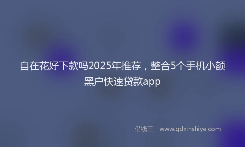 自在花好下款吗2025年推荐，整合5个手机小额黑户快速贷款app