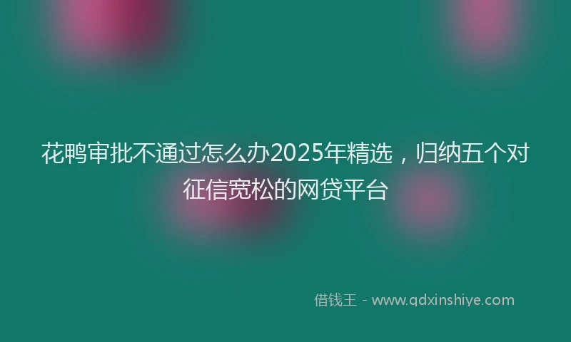 花鸭审批不通过怎么办2025年精选，归纳五个对征信宽松的网贷平台
