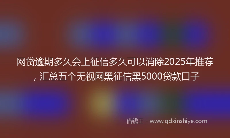 网贷逾期多久会上征信多久可以消除2025年推荐，汇总五个无视网黑征信黑5000贷款口子
