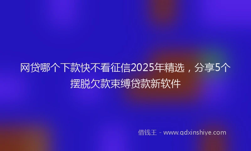 网贷哪个下款快不看征信2025年精选，分享5个摆脱欠款束缚贷款新软件