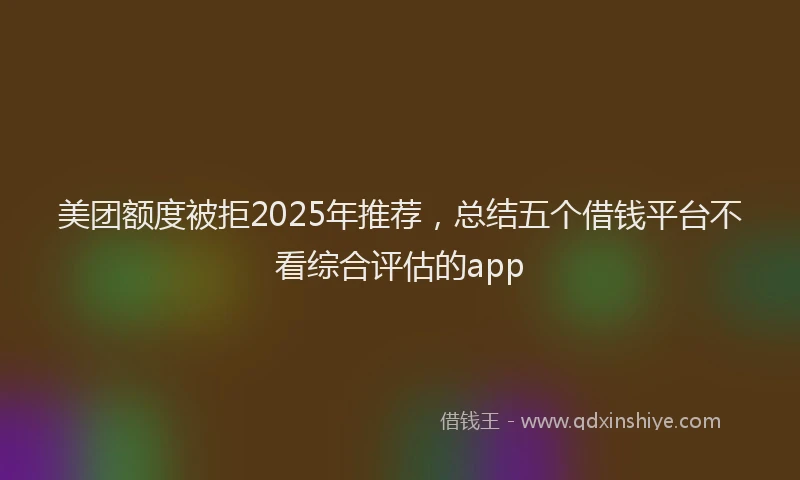 美团额度被拒2025年推荐，总结五个借钱平台不看综合评估的app