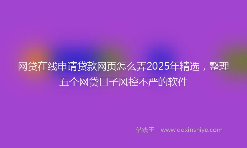 网贷在线申请贷款网页怎么弄2025年精选，整理五个网贷口子风控不严的软件