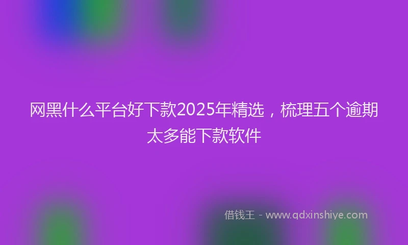 网黑什么平台好下款2025年精选，梳理五个逾期太多能下款软件
