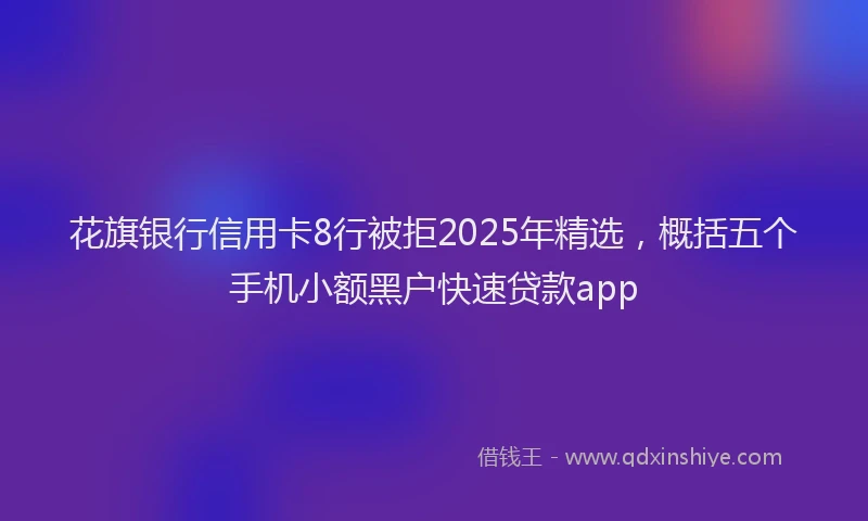 花旗银行信用卡8行被拒2025年精选，概括五个手机小额黑户快速贷款app
