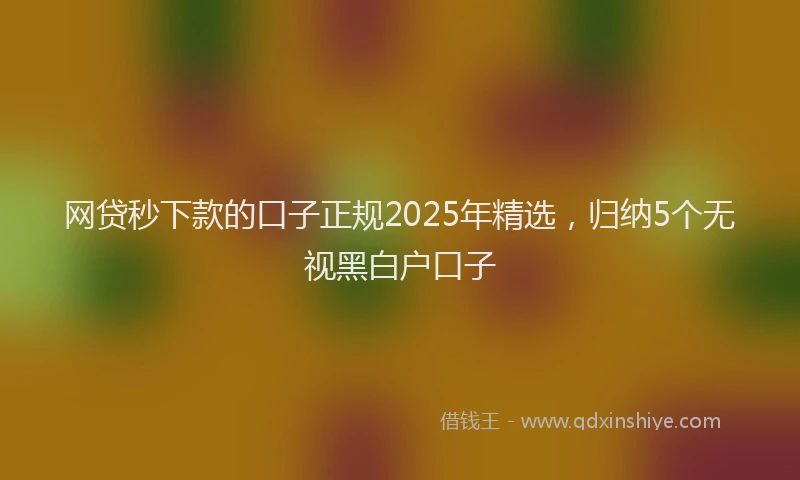 网贷秒下款的口子正规2025年精选，归纳5个无视黑白户口子