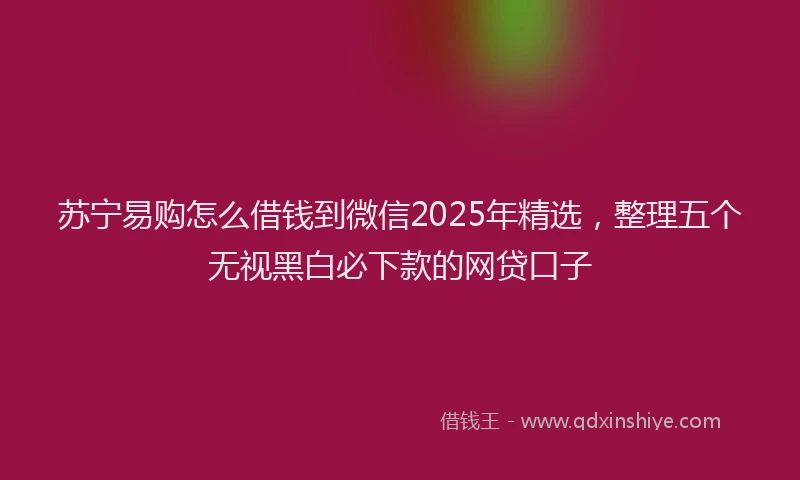 苏宁易购怎么借钱到微信2025年精选，整理五个无视黑白必下款的网贷口子