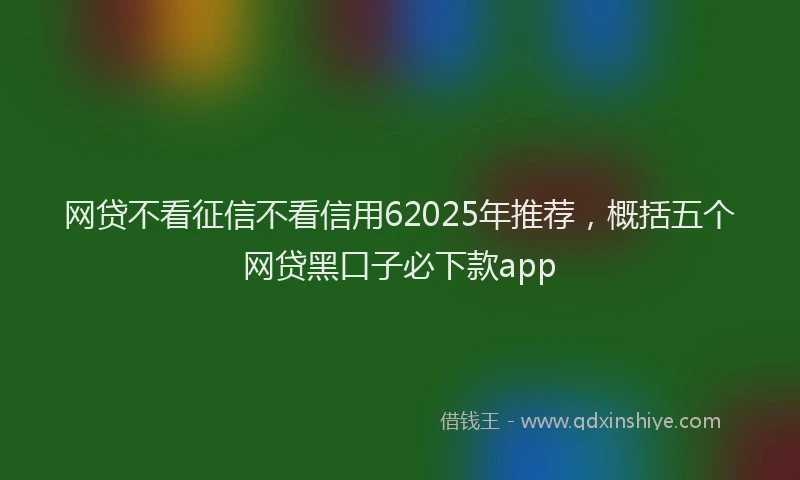 网贷不看征信不看信用62025年推荐，概括五个网贷黑口子必下款app