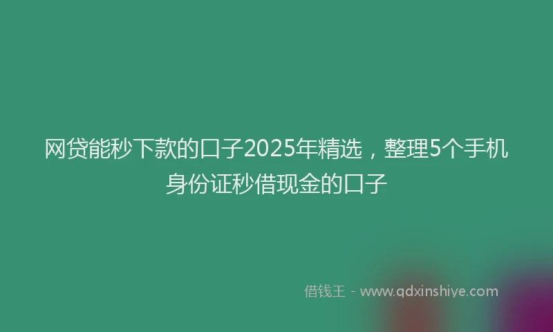 网贷能秒下款的口子2025年精选，整理5个手机身份证秒借现金的口子