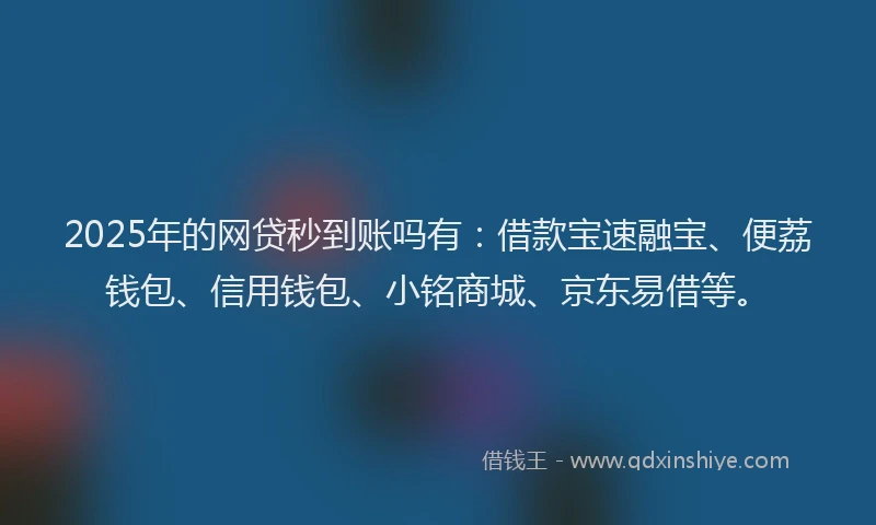 2025年的网贷秒到账吗有：借款宝速融宝、便荔钱包、信用钱包、小铭商城、京东易借等。