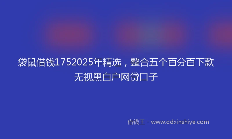 袋鼠借钱1752025年精选，整合五个百分百下款无视黑白户网贷口子