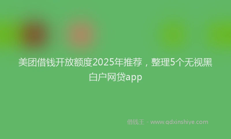 美团借钱开放额度2025年推荐，整理5个无视黑白户网贷app