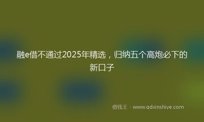 融e借不通过2025年精选，归纳五个高炮必下的新口子