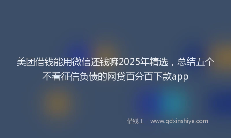 美团借钱能用微信还钱嘛2025年精选，总结五个不看征信负债的网贷百分百下款app