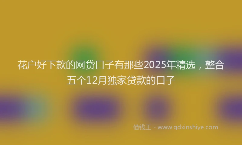 花户好下款的网贷口子有那些2025年精选，整合五个12月独家贷款的口子