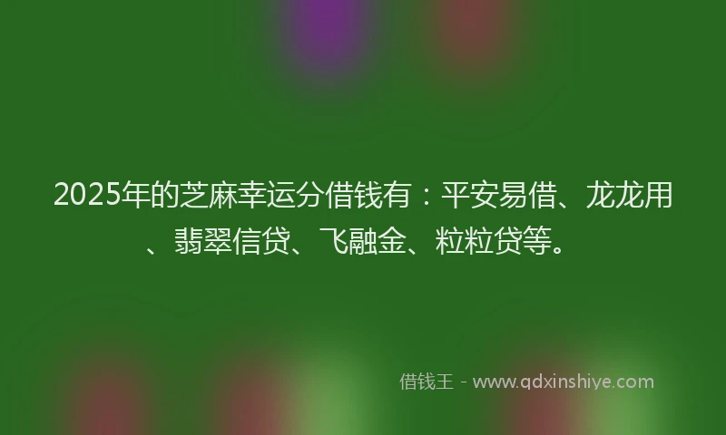 2025年的芝麻幸运分借钱有：平安易借、龙龙用、翡翠信贷、飞融金、粒粒贷等。