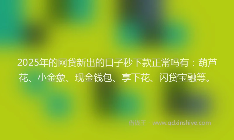 2025年的网贷新出的口子秒下款正常吗有：葫芦花、小金象、现金钱包、享下花、闪贷宝融等。