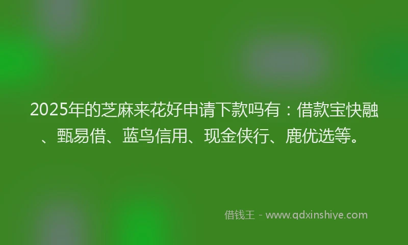 2025年的芝麻来花好申请下款吗有：借款宝快融、甄易借、蓝鸟信用、现金侠行、鹿优选等。