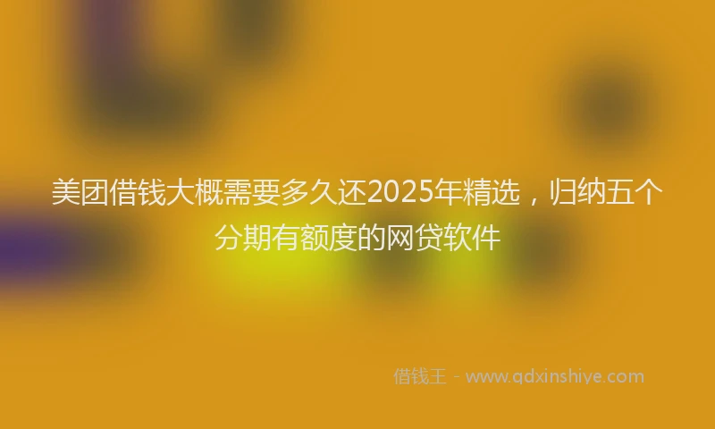 美团借钱大概需要多久还2025年精选，归纳五个分期有额度的网贷软件