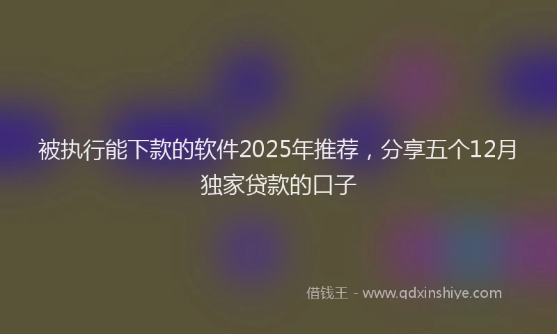被执行能下款的软件2025年推荐，分享五个12月独家贷款的口子