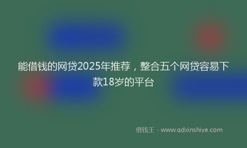 能借钱的网贷2025年推荐，整合五个网贷容易下款18岁的平台