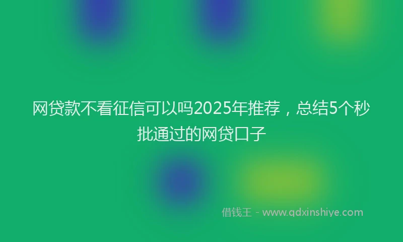 网贷款不看征信可以吗2025年推荐，总结5个秒批通过的网贷口子