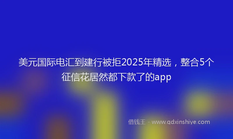 美元国际电汇到建行被拒2025年精选，整合5个征信花居然都下款了的app