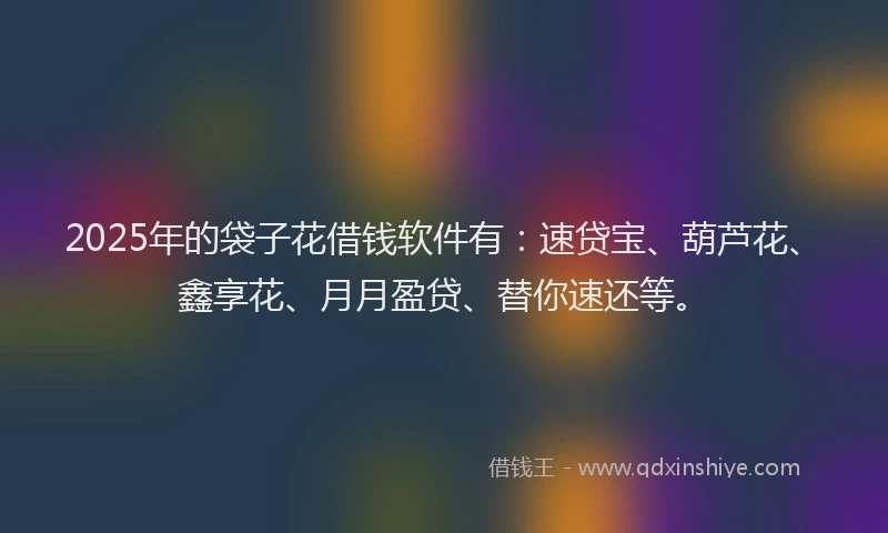 2025年的袋子花借钱软件有：速贷宝、葫芦花、鑫享花、月月盈贷、替你速还等。