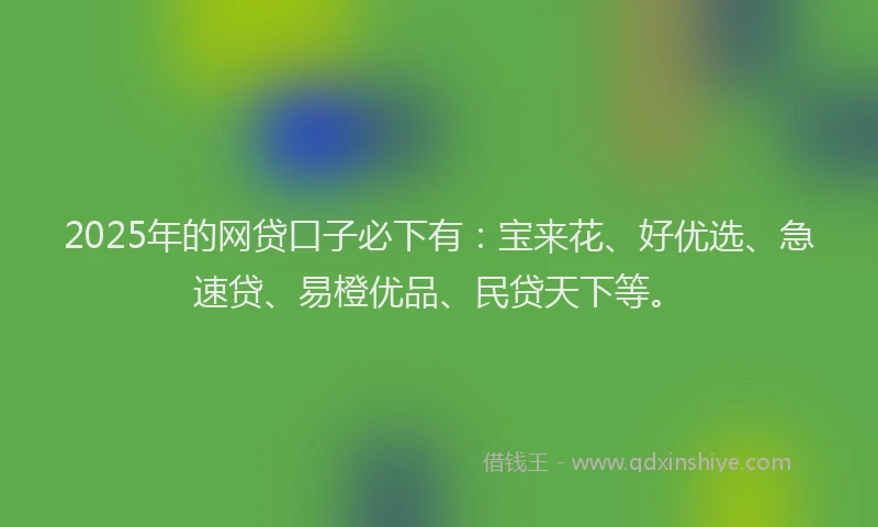 2025年的网贷口子必下有：宝来花、好优选、急速贷、易橙优品、民贷天下等。