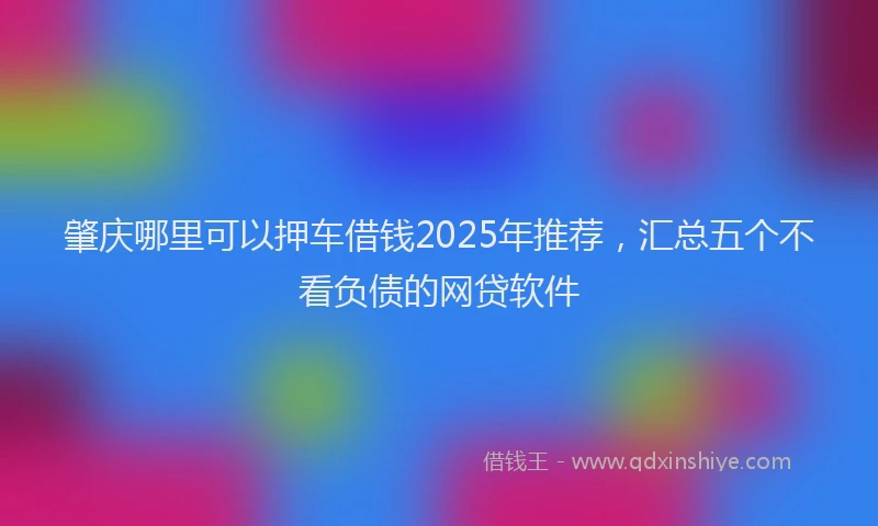 肇庆哪里可以押车借钱2025年推荐，汇总五个不看负债的网贷软件