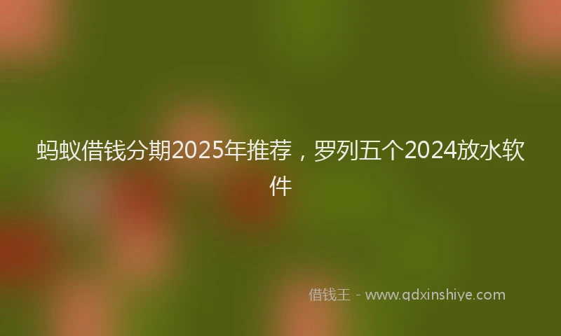 蚂蚁借钱分期2025年推荐，罗列五个2024放水软件
