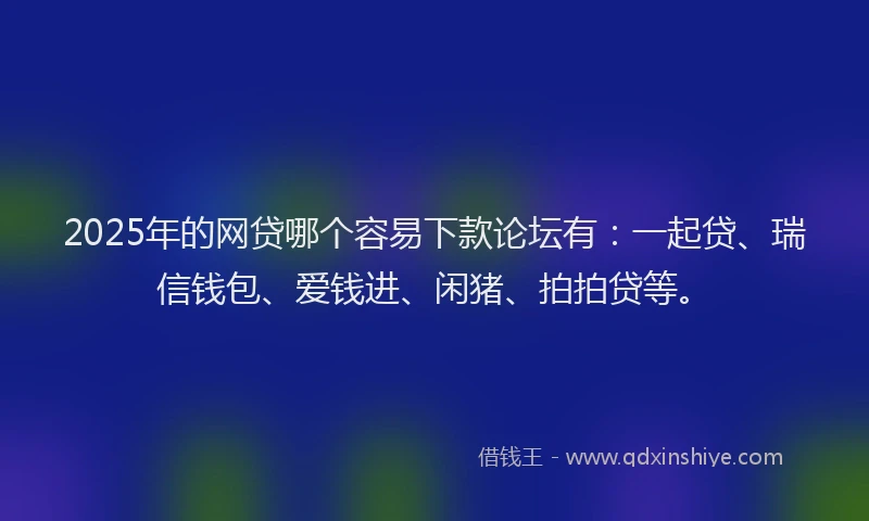 2025年的网贷哪个容易下款论坛有：一起贷、瑞信钱包、爱钱进、闲猪、拍拍贷等。