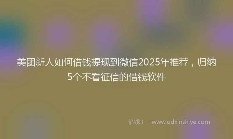 美团新人如何借钱提现到微信2025年推荐，归纳5个不看征信的借钱软件