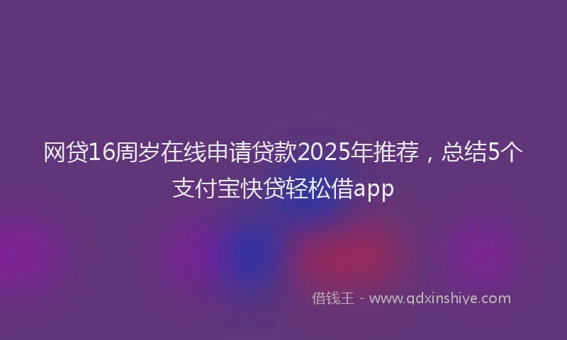 网贷16周岁在线申请贷款2025年推荐，总结5个支付宝快贷轻松借app