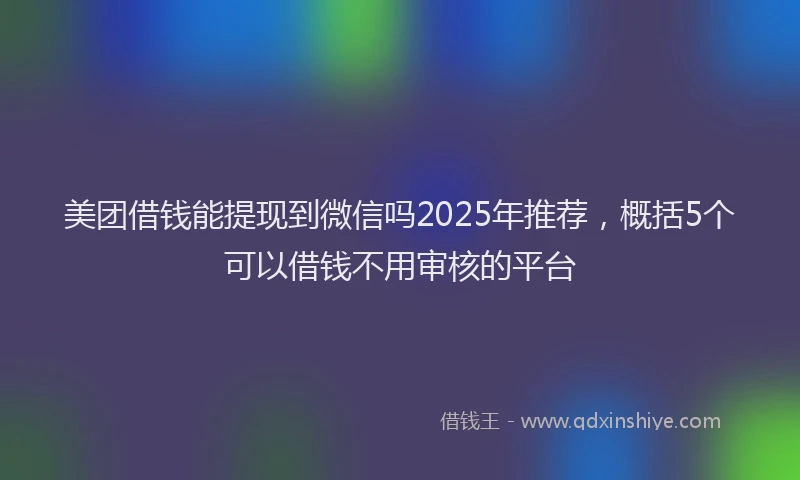 美团借钱能提现到微信吗2025年推荐，概括5个可以借钱不用审核的平台