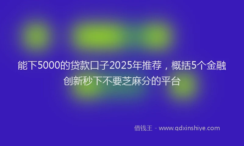 能下5000的贷款口子2025年推荐，概括5个金融创新秒下不要芝麻分的平台