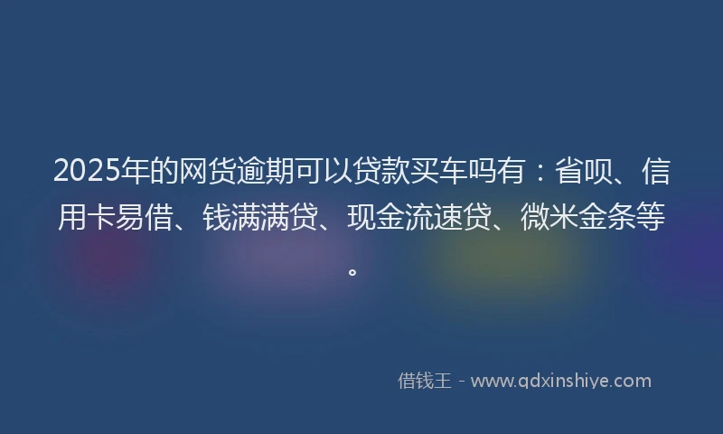 2025年的网货逾期可以贷款买车吗有：省呗、信用卡易借、钱满满贷、现金流速贷、微米金条等。