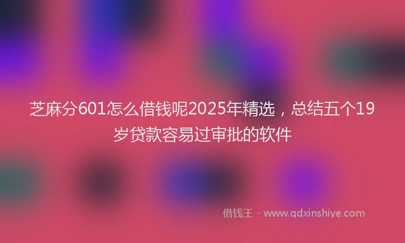 芝麻分601怎么借钱呢2025年精选，总结五个19岁贷款容易过审批的软件