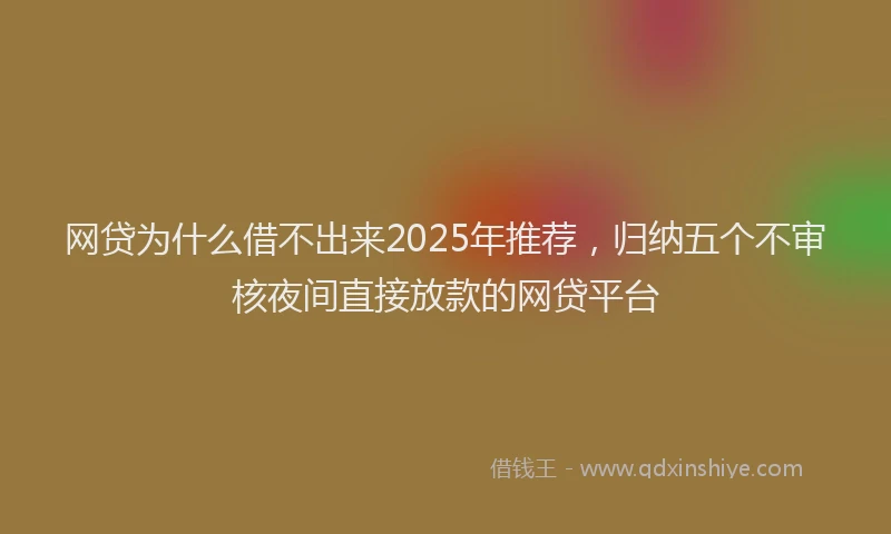 网贷为什么借不出来2025年推荐，归纳五个不审核夜间直接放款的网贷平台