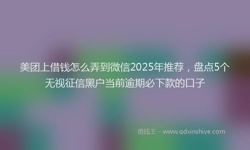 美团上借钱怎么弄到微信2025年推荐，盘点5个无视征信黑户当前逾期必下款的口子