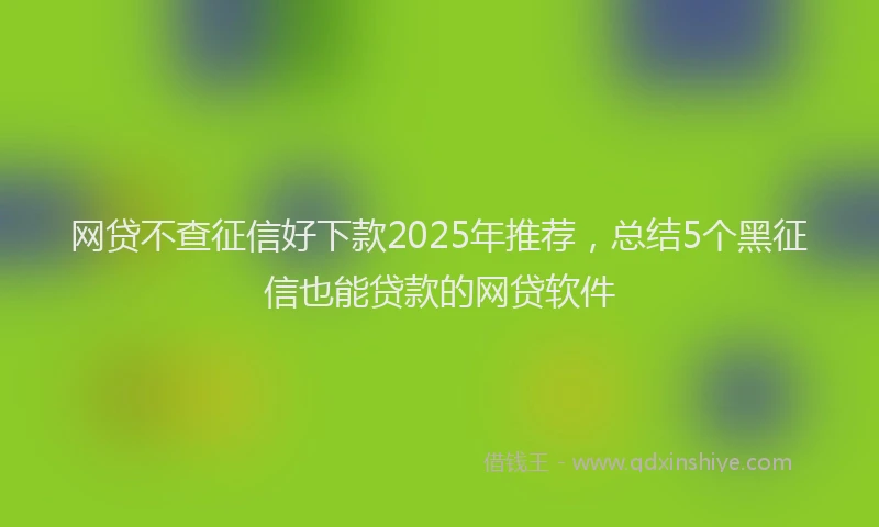 网贷不查征信好下款2025年推荐，总结5个黑征信也能贷款的网贷软件