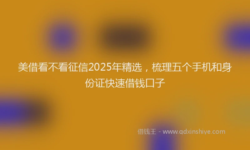 美借看不看征信2025年精选，梳理五个手机和身份证快速借钱口子