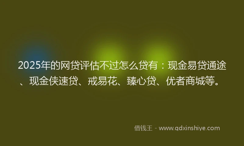 2025年的网贷评估不过怎么贷有：现金易贷通途、现金侠速贷、戒易花、臻心贷、优者商城等。