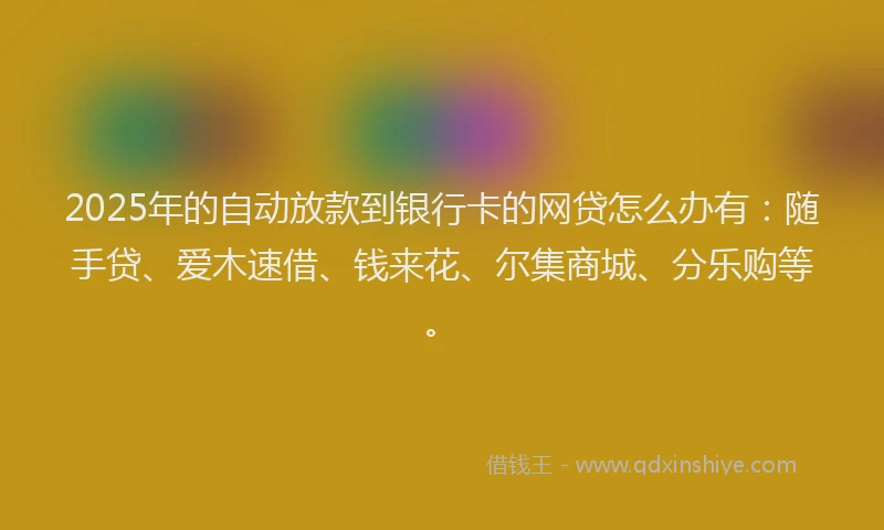 2025年的自动放款到银行卡的网贷怎么办有：随手贷、爱木速借、钱来花、尔集商城、分乐购等。