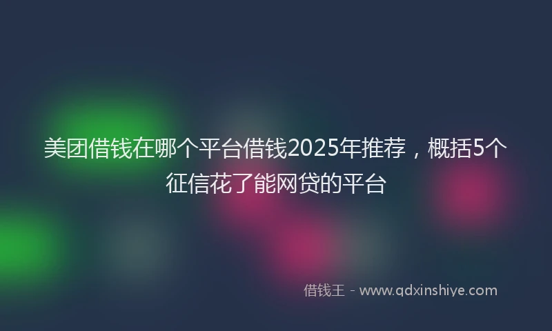 美团借钱在哪个平台借钱2025年推荐，概括5个征信花了能网贷的平台