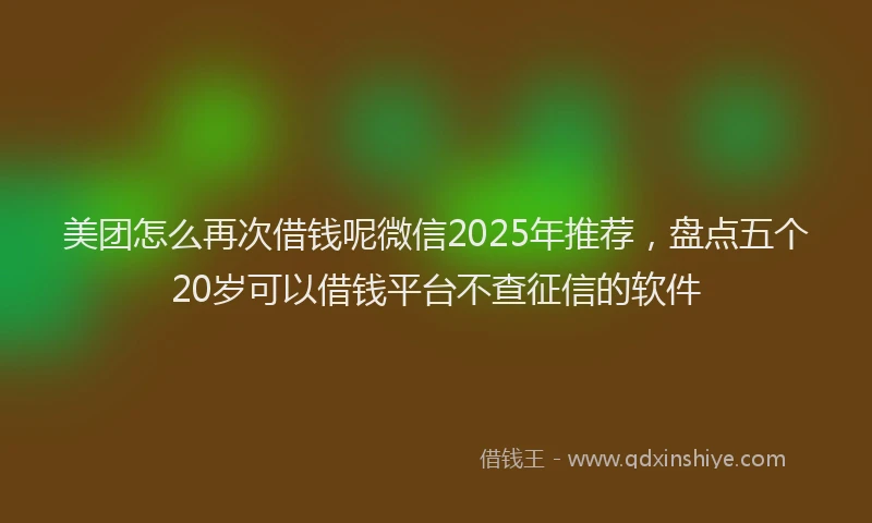 美团怎么再次借钱呢微信2025年推荐，盘点五个20岁可以借钱平台不查征信的软件