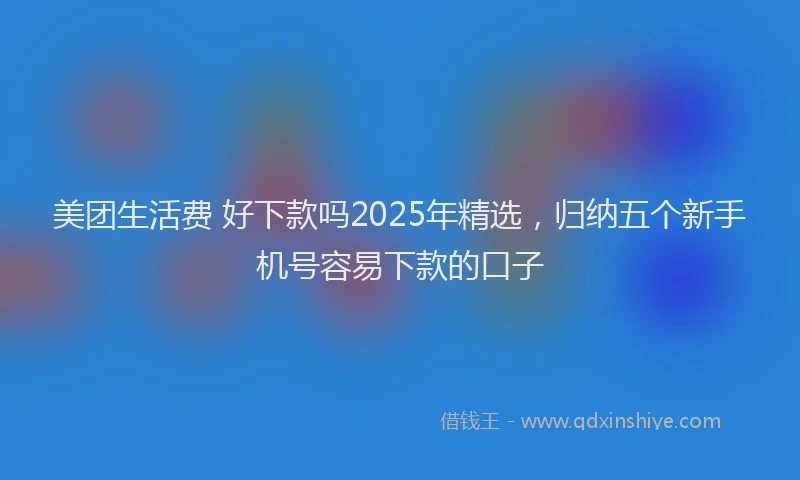 美团生活费 好下款吗2025年精选，归纳五个新手机号容易下款的口子